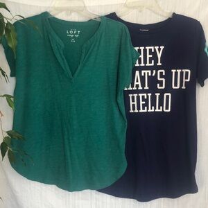 LOFT VINTAGE SOFT bright green size XXS top & VICTORIAS SECRET PINK size XS top